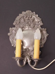 Zinn Wandleuchter, Blaker, elektrifizier für 2 Kerzenbirnen, Ludwig Mory München - Bild 1 von 14