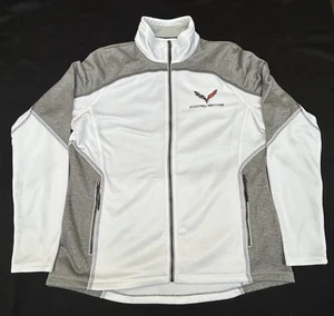 Women's White/Heather Gray C6 Corvette Size Large Knit Full Zip Elevate Jacket - Picture 1 of 15
