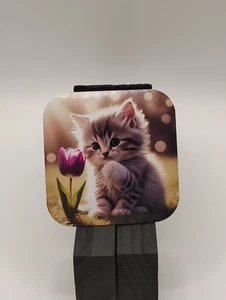 Handmade Glossy Magnet – Kitten with Tulip - Picture 1 of 1