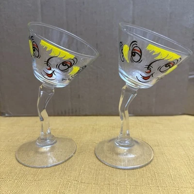 Juego de 2 copas de cóctel vintage años 50 Beau Brummell TIPSY Martini firmadas moda gay Foto 1 de 4