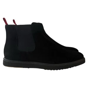 TAYNO Boots Men Size 11 Suede Chelsea By Fernando Aldaz Black Red - Picture 1 of 6
