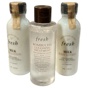 Fresh Kombucha Face Cleansing Treatment Essence &2 Fresh Milk Body Milk 3X 2.5oz - Picture 1 of 2