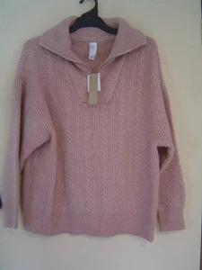 Quality Sue BNWT!! BEAUTIFUL COSY PINK 1/4 ZIP l/sl JUMPER Plus size 20 - Picture 1 of 5