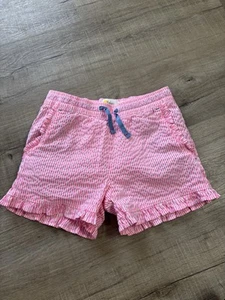 Boden Pink White Striped Ruffle Edge Pocket Drawstring Shorts Size 9 Years 134CM - Picture 1 of 9