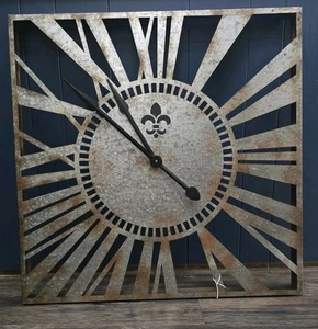 Übergroße Wanduhr Rustikal Eckig Modern Landhaus Landhaus Shabby Chic Deko 30" - Bild 1 von 1