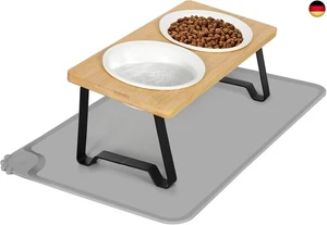 Avmvnvc Raised Cat Bowl, Set of 2 Ceramic Feeding Bowls with Silicone Bowl Mat, - Bild 1 von 7