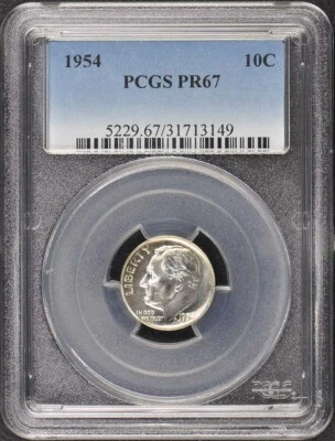 1954 10C Roosevelt Dime PCGS PR67 - Image 1 of 2