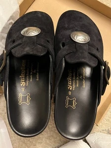 $615 NEW YUKETEN Sal 1 Embellished Suede Clogs size 7 EU 40 black Portugal - Picture 1 of 5