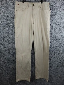 Pantalones de mezclilla desgastados para hombre 34x34 blanco beige pierna recta mezcla de algodón elásticos - Imagen 1 de 17