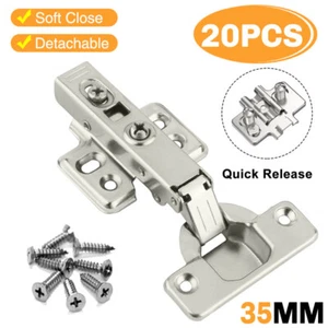 20 TOP Quality Full Overlay 35mm Soft Close Hinges Kitchen Cabinet Cupboard Door - Picture 1 of 12