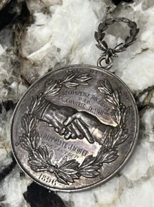 RARE Art Nouveau Hippolyte Jacquet France Silver Medal Coin 1896 French - Picture 1 of 15