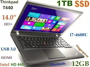 Slim Thinkpad T440 i7-2.9GHz FAST 1TB 1000GB SSD 12GB 14" HD+ Backlit 2-Battery - Picture 1 of 10