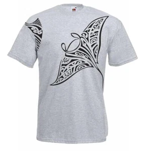 Herren Polynesian Tribal Tattoo Stachelrochen Sea-Life Maori Grau Unisex Stamm T-Shirt - Bild 1 von 8