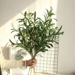 4pcs Faux Greenery Branches Stems Fake Olive Branches Artificial Plants for V... - Picture 1 of 7