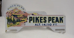 Vintage Pikes Peak Glencove Inn Colorado Alt 14,110 Metal License Plate Topper - Picture 1 of 2