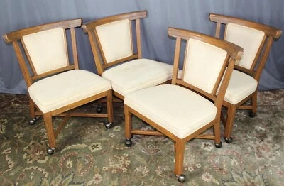 Set of four Brandt Ranch Oak castered side chairs, for game table, Acorn finish - Image 1 of 4