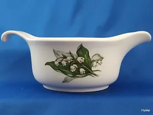 Crown Potteries Co Lily of the Valley Gravy Boat Off White Ceramic Green Leaves - Picture 1 of 8
