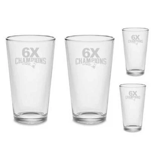 JUEGO Gafas de Pub Pinta Personalizada New England Patriots 6X Champions Grabadas Vaso Dri - Imagen 1 de 2