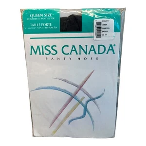 Vintage Miss Canada reinforced panty and toe pantyhose charcoal Queen 100% Nylon - Picture 1 of 2