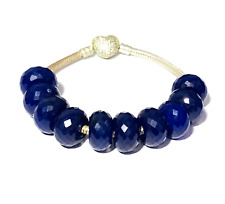 10 Pcs Blue Spphire Gemstone Big Hole European Beads Fit In All Kind Bracelets