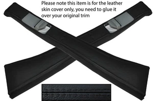 BLACK LEATHER 2X B PILLAR LEATHER SKIN COVER FITS MERCEDES W201 190 190E - Picture 1 of 1