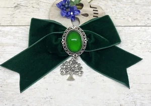 Arco de Cabello Terciopelo Verde Clip Árbol de la Vida Barrette Gótico Pagano Wicca - Imagen 1 de 5