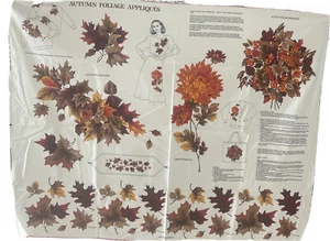 Vtg VIP Cranston Autumn Leaves Foliage Appliqué Sewing Craft Fabric Uncut NEW - Picture 1 of 10
