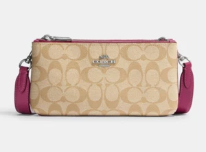 Coach Double Zip Crossbody Signature Canvas Clutch ~NWT~ CJ790 - Picture 1 of 5