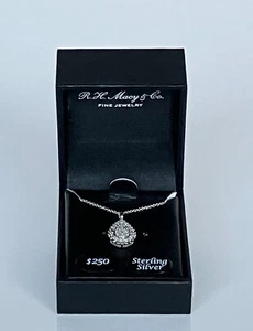 Diamond Teardrop Halo Cluster Pendant Necklace 1/4 ct. t.w. Sterling Silver NWT - Picture 1 of 8