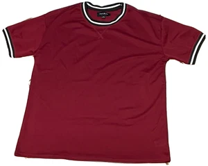 PacSun mesh shirt mens medium crew neck short sleeve burgundy red - Picture 1 of 8