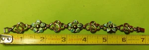 Vintage symmetallisches blaues Blumenarmband 7" Sterlingsilber 14K Gold - Bild 1 von 4