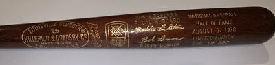 Bob Lemon/Robin Roberts Autographed 1976 HOF Induction Bat Ltd Ed. #’d PSA COA - Image 1 of 4
