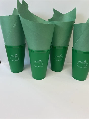 THE MASTERS AUGUSTA NATIONAL PLASTIC CUPS 2023 Golf Tournament Set of 4 ~ 16 Oz Cover