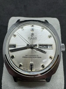 VINTAGE SWISS MEN'S CHROMED Automatic WATCH "CLARO" 25J. Antimagnetic 1970s - Picture 1 of 19
