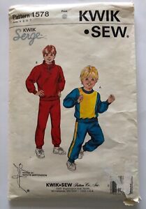 Kwik Sew 1578 UNCUT Sewing Pattern Boys’ Children's Jogging Suit 4 5 6 7  Vtg