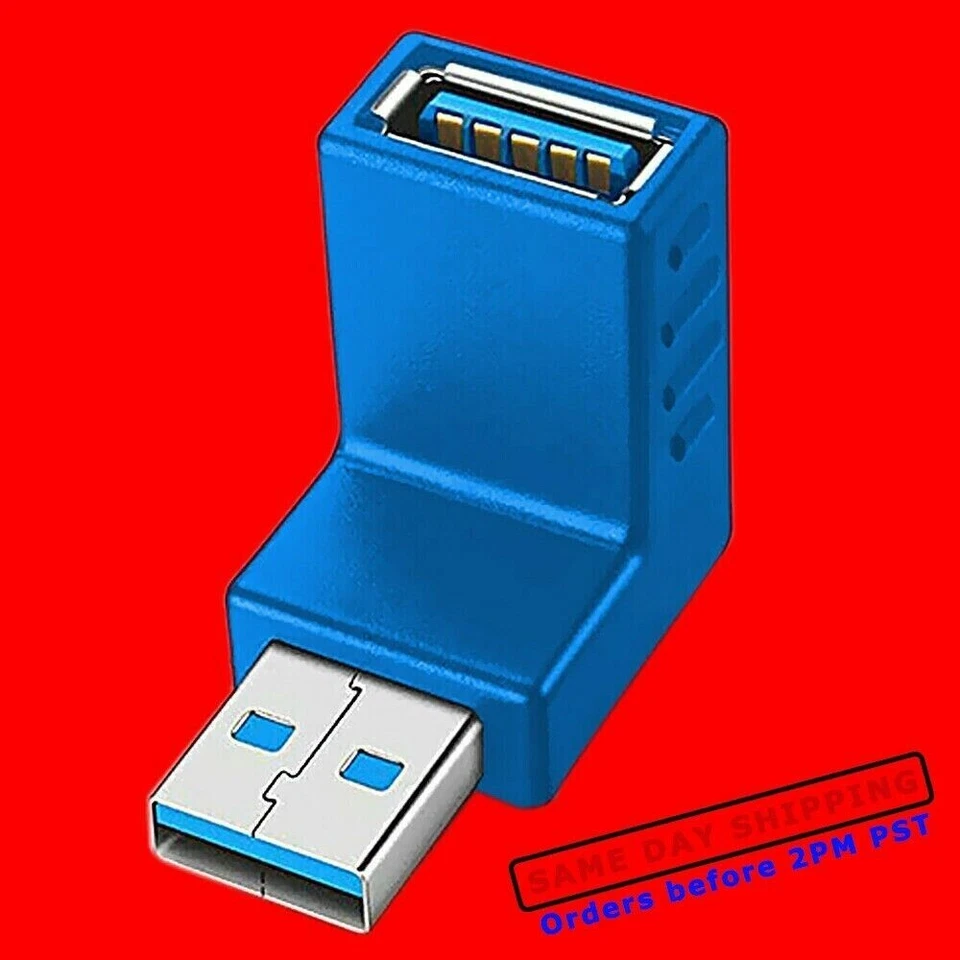 Brand New USB 3.0 Adapter 90 Degree Male to Female Combo Vertical Down Angle USA - Image 1 of 1