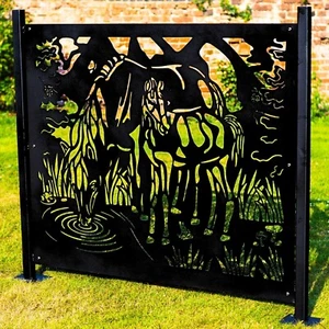 Garden Horse Metal Laser Fence Panel Decorative Fencing Screen Privacy Screening - Picture 1 of 50