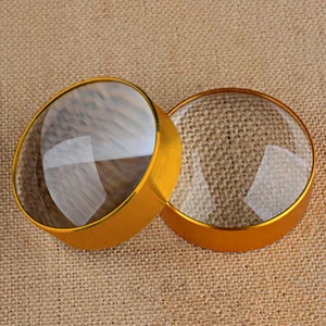 Lupa de lectura pisapapeles con borde de metal de 60 mmHD lupa óptica de vidrio convexo - Imagen 1 de 9