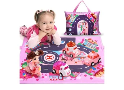 Juego de coche de juguete para niños pequeños con babydoll y colchoneta de juego/bolsa de almacenamiento. Juego de juguete de coche de 6 piezas Foto 1 de 4