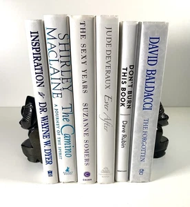 Lot of 6 Ivory White Hardcover Books for Staging Prop Decor with Blue Black Text - Picture 1 of 13
