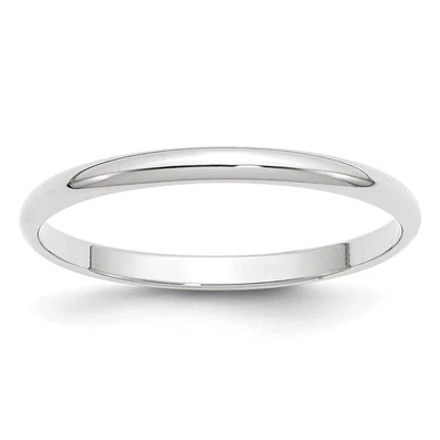 10k White Gold 2mm Lightweight Half Round Wedding Band Ring Size 5 for Women - Image 1 of 4