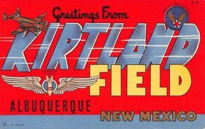 Postcard Albuquerque NM Kirtland AFB Airfield Large Letter Greetings Linen - Image 1 of 2