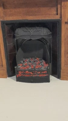 Dolls House Quality Fireplace with Black Insert Walnut Miniature 1:12th Scale - Image 1 of 4