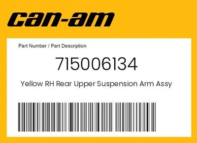 Can-Am Genuine Yellow Rh Rear Upper Suspension Arm Assy - 715006134 - Image 1 of 4
