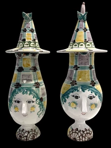 Pair MCM Bjorn Wiinblad Vintage Ceramic Figurines Pitchers Vase Handmade Denmark - Picture 1 of 23