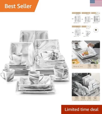 Elegante Juego de Vajilla 30 Piezas Gris Mármol para 6 - Apto para Microondas y Lavavajillas Foto 1 de 4