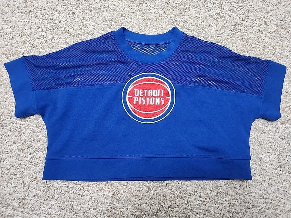 FISLL Blue Detroit Pistons Embroidered Cropped Top Size Small Mesh  - Image 1 of 4