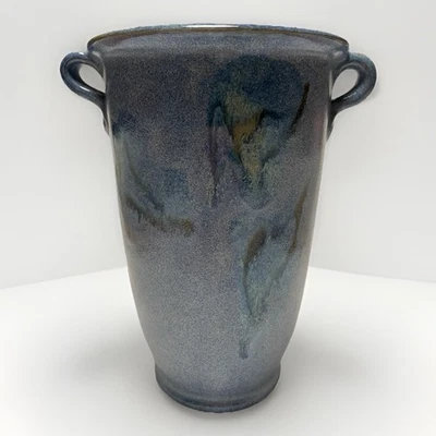 Grayshott Pottery Twin-Handled Studio Vase MD Michael Dinsdale Blue Stoneware - Image 1 of 4