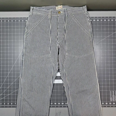 Pantalones de mezclilla a rayas Sugar Cane Hickory 31x35 doble rodilla carpintero herencia japonesa Foto 1 de 4