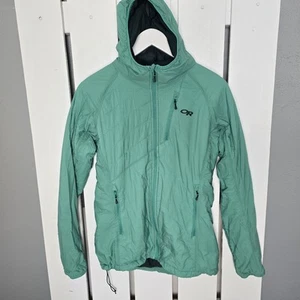 Outdoor Research OR Womens Refuge Full Zip Hooded Green Jacket Med Windbreaker - Picture 1 of 11